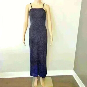 Vintage Evening Cocktail Event Sparkling Bodycon Maxi Dress  Spaghetti Stripes